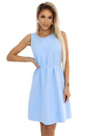 Rochie damă VICTORIA, trapez, fără mâneci, bleu pastel