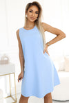 Rochie damă VICTORIA, trapez, fără mâneci, bleu pastel