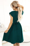 Rochie damă SCARLETT, cloș, verde, decolteu plic, curea