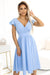 Rochie damă MATILDE, midi, decolteu petrecut, bleu pastel