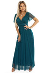 Rochie Maxi Verde din Siatecă Elastică cu Decolteu Petrecut – Numoco Basic