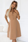 Rochie damă CAMASA, mocha mousse, guler clasic, talie ajustabilă