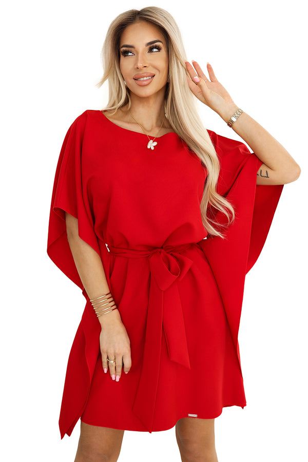 Rochie damă SOFIA, tip fluture, roșie, cordon în talie