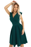 Rochie damă SCARLETT, cloș, verde, decolteu plic, curea