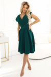 Rochie damă SCARLETT, cloș, verde, decolteu plic, curea