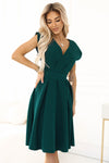 Rochie damă SCARLETT, cloș, verde, decolteu plic, curea