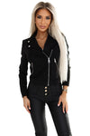 Jachetă damă RAMONESKA, scurtă, zamsz, cu fermoare, neagră