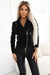 Jachetă damă RAMONESKA, scurtă, zamsz, cu fermoare, neagră